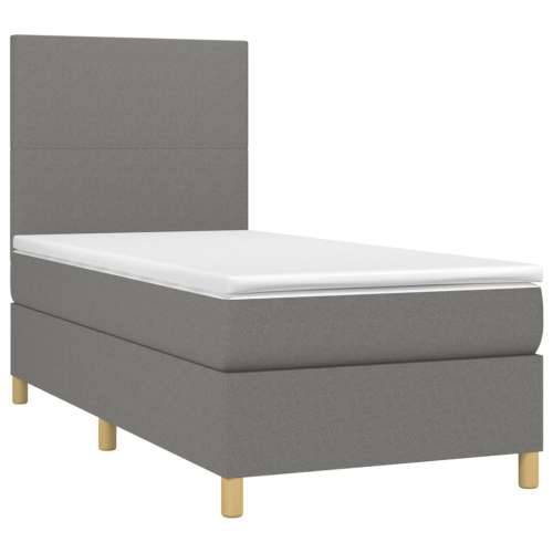 Krevet box spring s madracem LED tamnosivi 90x190 cm tkanina - Tamno siva 90 x 190 cm Gladak dizajn Cijena