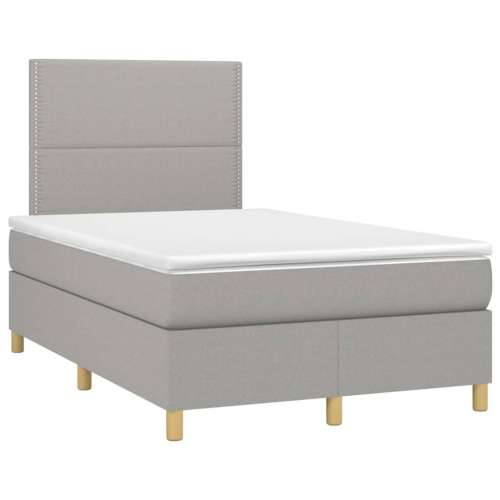 Krevet box spring s madracem LED svjetlosivi 120x200 cm tkanina - Svjetlosiva 120 x 200 cm Obično s čavlima Cijena