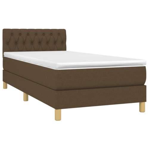 Krevet box spring s madracem LED tamnosmeđi 90x200 cm tkanina  - Tamno smeđa 90 x 200 cm Dizajn s gumbima Cijena