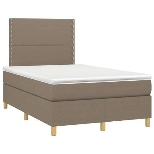 Krevet box spring s madracem LED smeđesivi 120 x 200 cm tkanina - Sivo-smeđa 120 x 200 cm Obično s čavlima Cijena