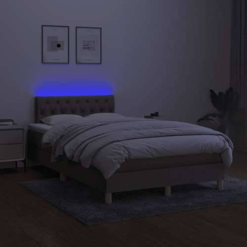 Krevet box spring s madracem LED smeđesivi 120 x 200 cm tkanina - Sivo-smeđa 120 x 200 cm Dizajn s gumbima Cijena