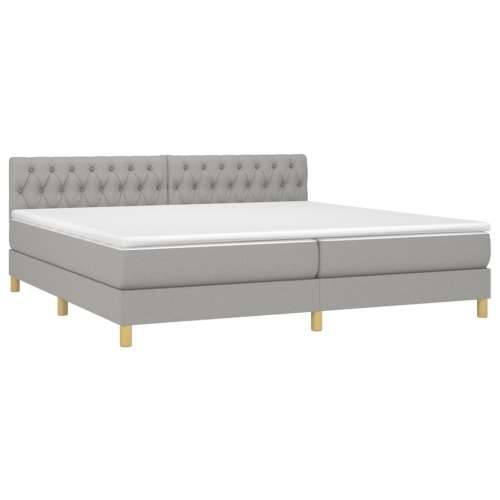 Krevet box spring s madracem LED svjetlosivi 200x200 cm tkanina - Svjetlosiva 200 x 200 cm Dizajn s gumbima Cijena