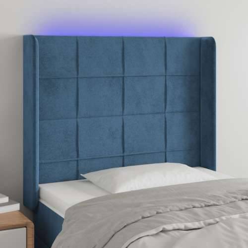 LED uzglavlje tamnoplavo 93x16x118/128 cm baršunasto - Tamno plava 93 x 16 x 118/128 cm 1 Cijena