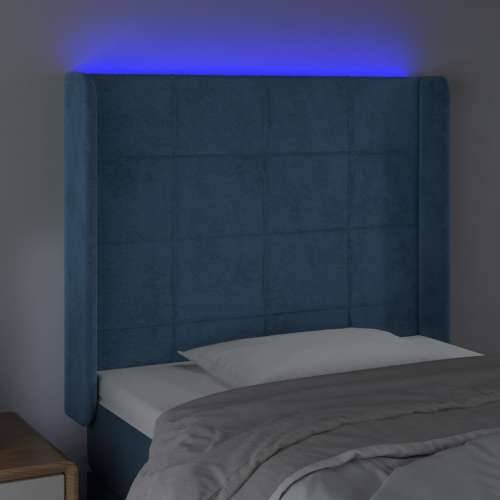 LED uzglavlje tamnoplavo 93x16x118/128 cm baršunasto - Tamno plava 93 x 16 x 118/128 cm 1 Cijena