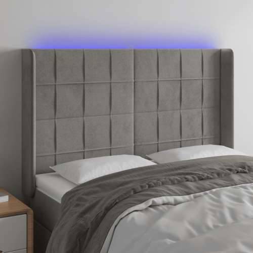 LED uzglavlje svjetlosivo 147 x 16 x 118/128 cm baršunasto - Svjetlosiva 147 x 16 x 118/128 cm 1 Cijena