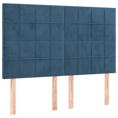 Krevet box spring s madracem LED tamnoplavi 140x190 cm baršun - Tamno plava 140 x 190 cm Blok s kvadratima Cijena