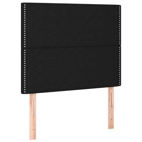 Krevet box spring s madracem LED crni 90x200 cm od tkanine - Crna 90 x 200 cm Obično s čavlima Cijena