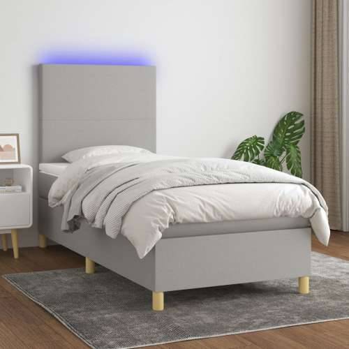 Krevet box spring s madracem LED svjetlosivi 80x200 cm tkanina - Svjetlosiva 80 x 200 cm Gladak dizajn Cijena