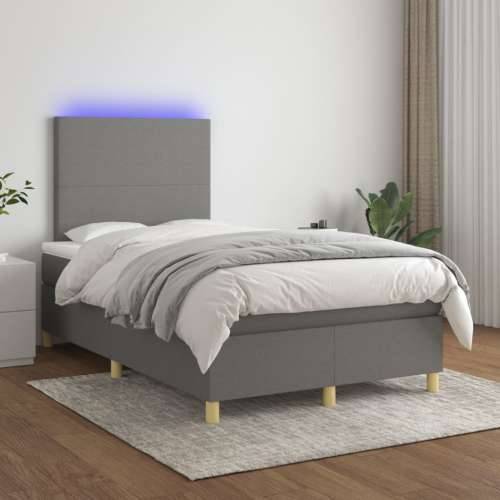 Krevet box spring s madracem LED tamnosivi 120 x 200 cm tkanina - Tamno siva 120 x 200 cm Gladak dizajn Cijena