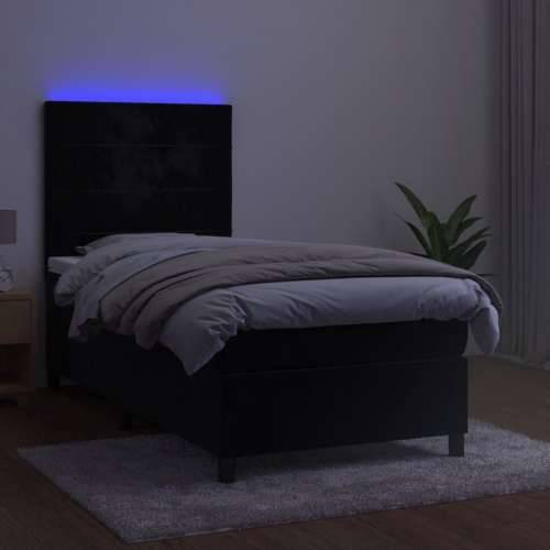 Krevet box spring s madracem LED crni 80 x 200 cm baršunasti - Crna 80 x 200 cm Blok s kvadratima Cijena