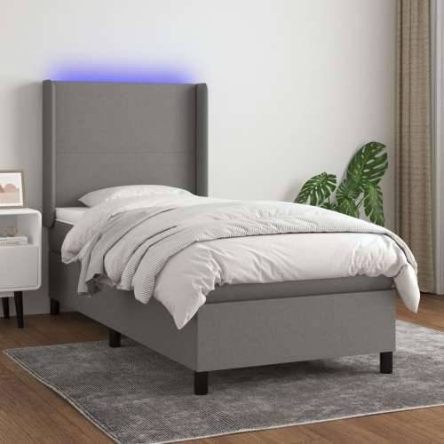 Krevet box spring s madracem LED tamnosivi 100x200 cm tkanina - Tamno siva 100 x 200 cm Gladak dizajn Cijena