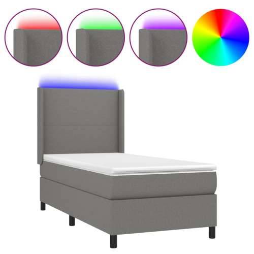Krevet box spring s madracem LED tamnosivi 100x200 cm tkanina - Tamno siva 100 x 200 cm Gladak dizajn Cijena