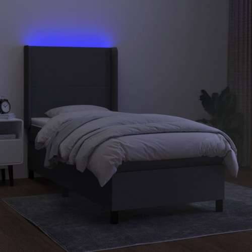 Krevet box spring s madracem LED tamnosivi 100x200 cm tkanina - Tamno siva 100 x 200 cm Gladak dizajn Cijena