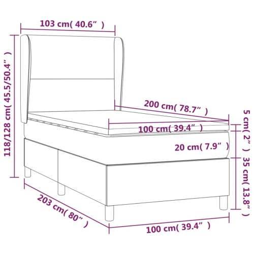 Krevet box spring s madracem LED tamnosivi 100x200 cm tkanina - Tamno siva 100 x 200 cm Gladak dizajn Cijena