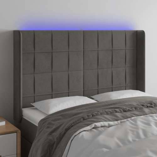 LED uzglavlje tamnosivo 147x16x118/128 cm baršunasto - Tamno siva 147 x 16 x 118/128 cm 1 Cijena