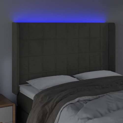 LED uzglavlje tamnosivo 147x16x118/128 cm baršunasto - Tamno siva 147 x 16 x 118/128 cm 1 Cijena