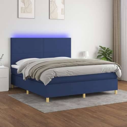 Krevet box spring s madracem LED plavi 180x200 cm od tkanine - Plava 180 x 200 cm Gladak dizajn Cijena