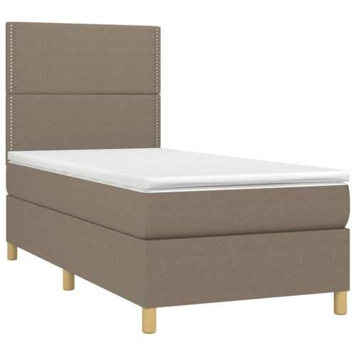 Krevet box spring s madracem LED smeđesivi 90x200 cm tkanina - Sivo-smeđa 90 x 200 cm Obično s čavlima Cijena