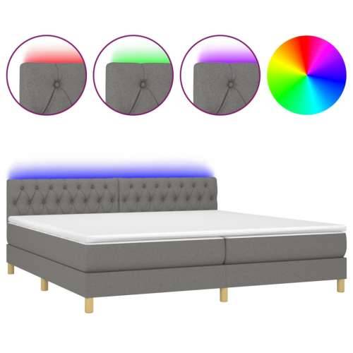 Krevet box spring s madracem LED tamnosivi 200x200 cm tkanina - Tamno siva 200 x 200 cm Dizajn s gumbima Cijena