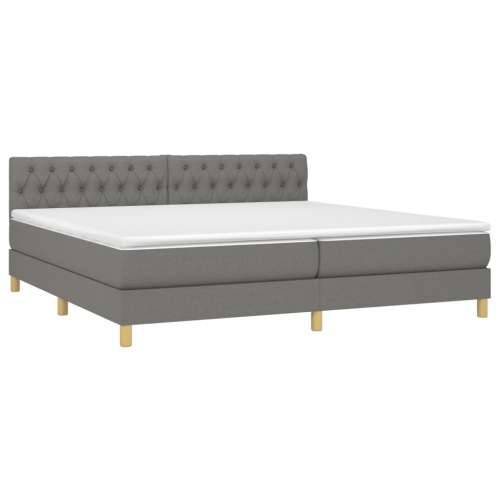 Krevet box spring s madracem LED tamnosivi 200x200 cm tkanina - Tamno siva 200 x 200 cm Dizajn s gumbima Cijena