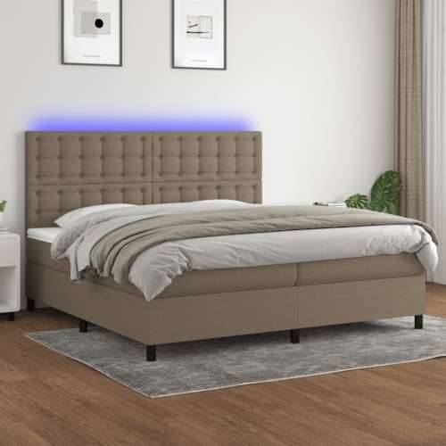 Krevet box spring s madracem LED smeđesivi 200x200 cm tkanina - Sivo-smeđa 200 x 200 cm gumbi Cijena