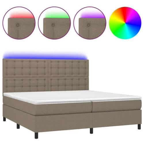 Krevet box spring s madracem LED smeđesivi 200x200 cm tkanina - Sivo-smeđa 200 x 200 cm gumbi Cijena