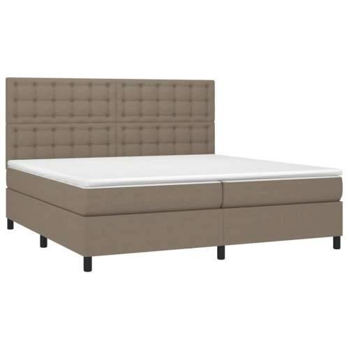 Krevet box spring s madracem LED smeđesivi 200x200 cm tkanina - Sivo-smeđa 200 x 200 cm gumbi Cijena