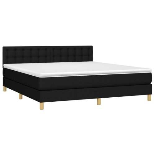 Krevet box spring s madracem LED crni 180x200 cm od tkanine  - Crna 180 x 200 cm gumbi Cijena