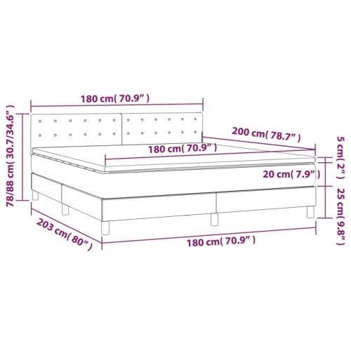Krevet box spring s madracem LED crni 180x200 cm od tkanine  - Crna 180 x 200 cm gumbi Cijena
