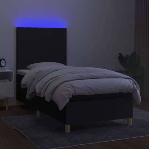 Krevet box spring s madracem LED crni 80 x 200 cm od tkanine - Crna 80 x 200 cm Gladak dizajn Cijena