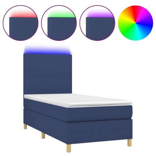 Krevet box spring s madracem LED plavi 80 x 200 cm od tkanine - Plava 80 x 200 cm Gladak dizajn Cijena
