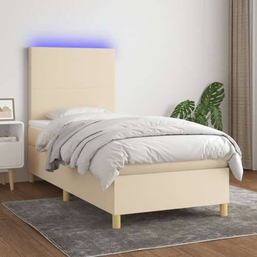 Krevet box spring s madracem LED krem 80 x 200 cm od tkanine - Krema 80 x 200 cm Gladak dizajn Cijena