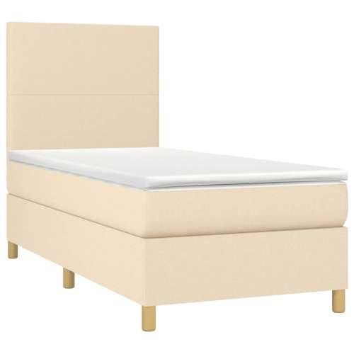 Krevet box spring s madracem LED krem 80 x 200 cm od tkanine - Krema 80 x 200 cm Gladak dizajn Cijena