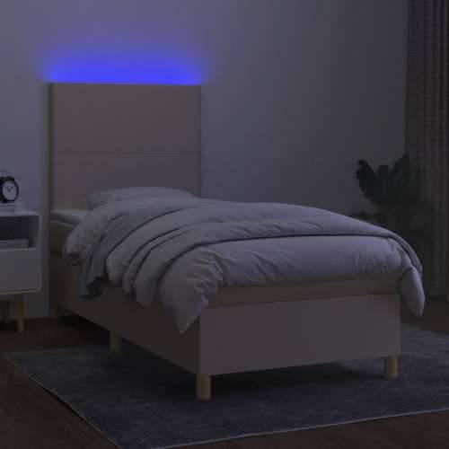 Krevet box spring s madracem LED krem 80 x 200 cm od tkanine - Krema 80 x 200 cm Gladak dizajn Cijena