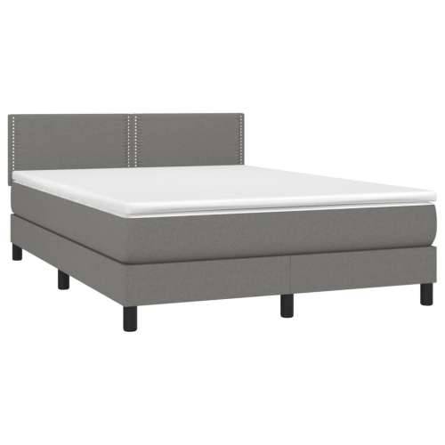Krevet box spring s madracem LED tamnosivi 140x190 cm tkanina - Tamno siva 140 x 190 cm Obično s čavlima Cijena