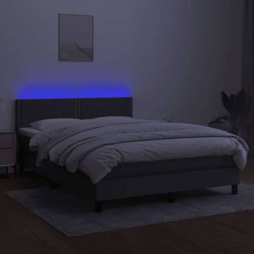 Krevet box spring s madracem LED tamnosivi 140x190 cm tkanina - Tamno siva 140 x 190 cm Obično s čavlima Cijena