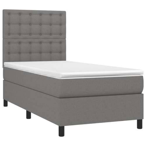 Krevet box spring s madracem LED tamnosivi 90x200 cm tkanina - Tamno siva 90 x 200 cm gumbi Cijena