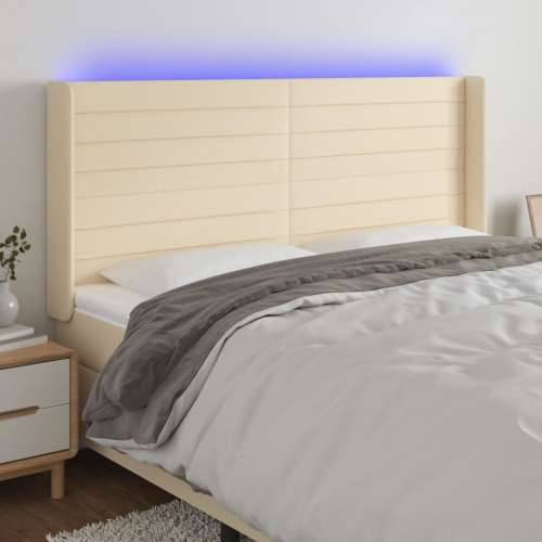 LED uzglavlje krem 203 x 16 x 118/128 cm od tkanine - Krema 203 x 16 x 118/128 cm 1 Cijena