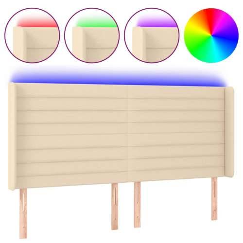 LED uzglavlje krem 203 x 16 x 118/128 cm od tkanine - Krema 203 x 16 x 118/128 cm 1 Cijena