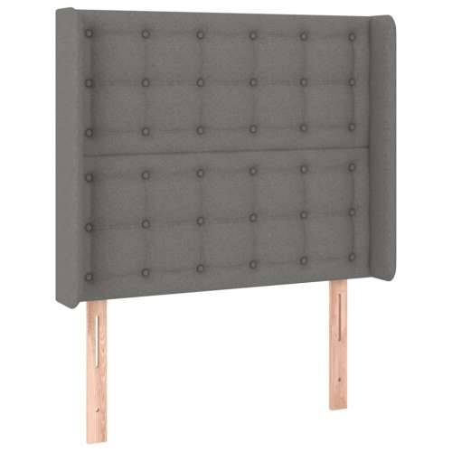 Krevet box spring s madracem LED tamnosivi 90x200 cm tkanina - Tamno siva 90 x 200 cm gumbi Cijena