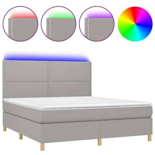 Krevet box spring s madracem LED svjetlosivi 160x200 cm tkanina - Svjetlosiva 160 x 200 cm Obično s čavlima Cijena