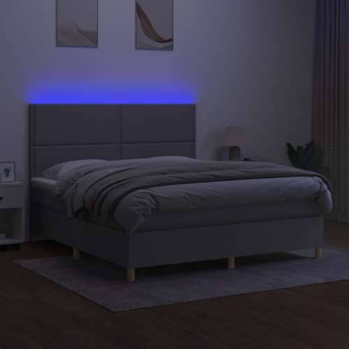 Krevet box spring s madracem LED svjetlosivi 160x200 cm tkanina - Svjetlosiva 160 x 200 cm Obično s čavlima Cijena