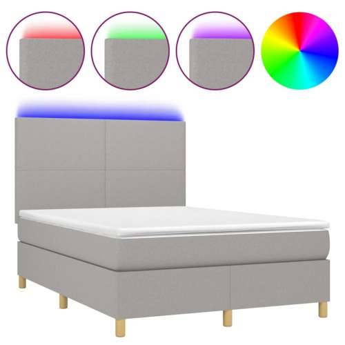 Krevet box spring s madracem LED svjetlosivi 140x190 cm tkanina - Svjetlosiva 140 x 190 cm Gladak dizajn Cijena