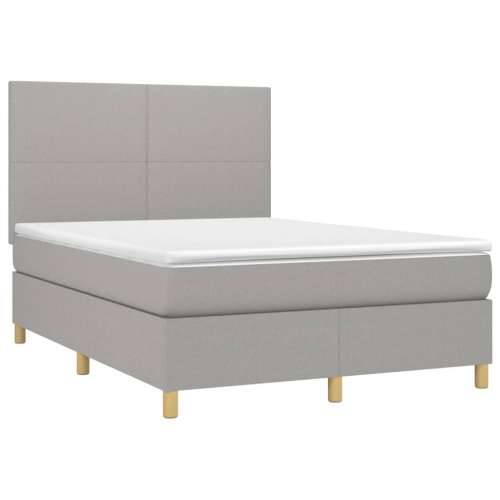 Krevet box spring s madracem LED svjetlosivi 140x190 cm tkanina - Svjetlosiva 140 x 190 cm Gladak dizajn Cijena