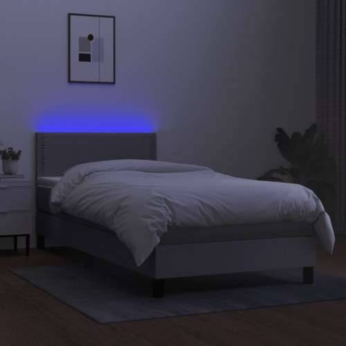Krevet box spring s madracem LED svjetlosivi 90x200 cm tkanina - Svjetlosiva 90 x 200 cm Obično s čavlima Cijena