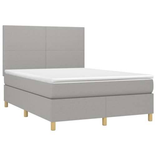 Krevet box spring s madracem LED svjetlosivi 140x200 cm tkanina - Svjetlosiva 140 x 200 cm Gladak dizajn Cijena