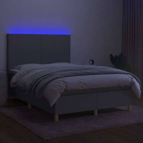 Krevet box spring s madracem LED svjetlosivi 140x200 cm tkanina - Svjetlosiva 140 x 200 cm Gladak dizajn Cijena