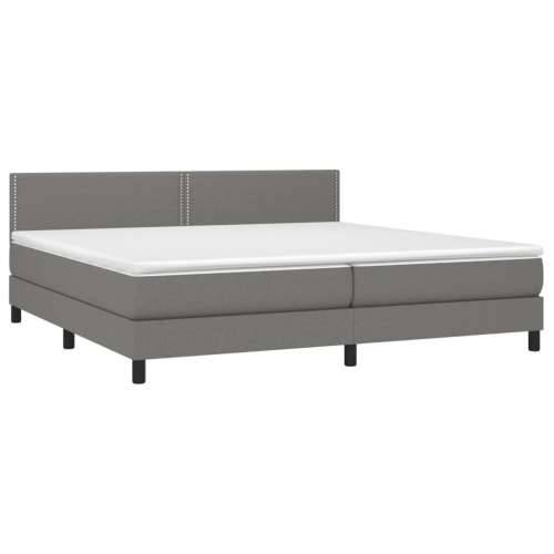 Krevet box spring s madracem LED tamnosivi 200x200 cm tkanina - Tamno siva 200 x 200 cm Obično s čavlima Cijena