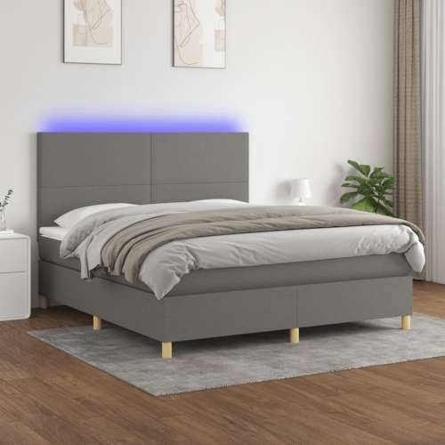 Krevet box spring s madracem LED tamnosivi 160x200 cm tkanina - Tamno siva 160 x 200 cm Gladak dizajn Cijena