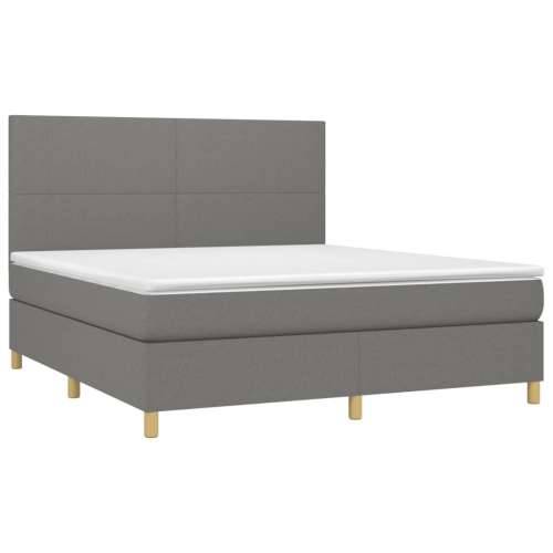 Krevet box spring s madracem LED tamnosivi 160x200 cm tkanina - Tamno siva 160 x 200 cm Gladak dizajn Cijena